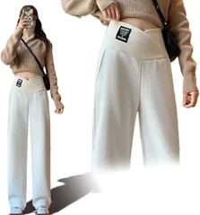 mangoking マタニティ パンツ ズボン 妊婦 調整ベルト ゆったり 楽々 おしゃれ 着痩せ(ホワイト（厚手）,  M)