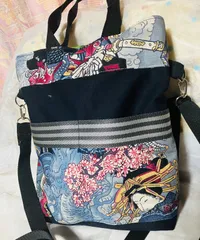 縁起もの　和柄　酒屋前掛け風　花魁絢爛トートバッグ