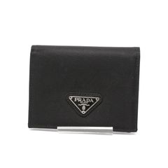 プラダ テスートナイロン 折り財布 ウォレット folded wallet 三角プレート ナイロン レザー 本革 黒 ブラック black PRADA