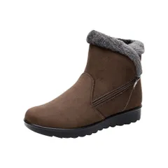 ☆ ブラウン ☆ 40(25cm) ☆ ショートブーツ 歩きやすい 防寒 mmsbs119e 秋冬 レディース ショートブーツ ショート ブーツ ボア シューズ おしゃれ 冬物 あったか 防寒 ファー 内ボア 歩きやすい サイドファスナー ムートンブーツ