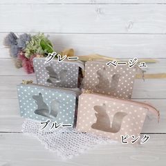 ドット柄　窓付きテントポーチ(リス)(大)