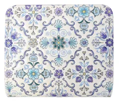 [浅草文庫] 友禅染 二つ折り 財布 L字ファスナー オリエント 柄 江戸小紋 サイフ 2つ折り 折り財布 ミニ財布 革 ブルー [ブルー]