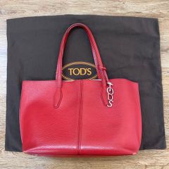 TOD'S トッズ シグネチャー エナメル チェーントートバッグ ブラック