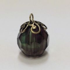 訳ありチェコビーズ　ファイアーポリッシュ　紫色　ペンダントトップ