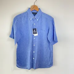 ユナイテッドアローズグリーンレーベルリラクシング　リネンボタンダウンシャツ　green label relaxing　Mサイズ　半袖　青