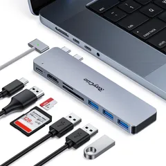 【在庫処分】ハブ ハブ Macbook USB 変換アダプタ Macbook PD充電 thunderbolt 3 C RayCue Macbook Pro 7ポートUSB ハブドッキングステーション SD/TFカード USB3.0ポート*3 Air 超軽量