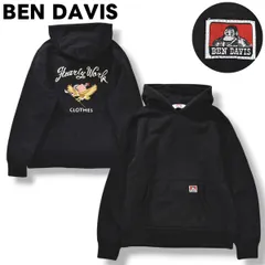 ベンデイビス BEN DAVIS バック刺繍 スウェット パーカー フーディー 鷲 星条旗 裏起毛 アメカジ ワーク ストリート ミリタリー M ブラック メンズ