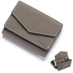 【在庫処分】ミニ財布 レディース メンズ 財布 コンパクト 本革 スキミング防止 カード7枚収納 [Bearneko] 小さい財布 三つ折り財布 薄い財布 大容量 さいふ 男女兼用 (グレージュ)