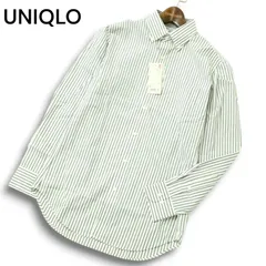 【新品 未使用】 UNIQLO ユニクロ 通年 長袖 ファインクロス ストレッチ スリムフィット ストライプ シャツ Sz.S　メンズ