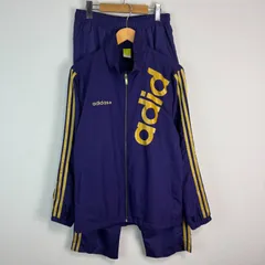 adidas neo アディダスネオ サイドライン 3ストライプ トラックジャケット セットアップ パープル ゴールド メンズ Lサイズ 古着 ストリート デカロゴ ロゴ刺繍 Y2K