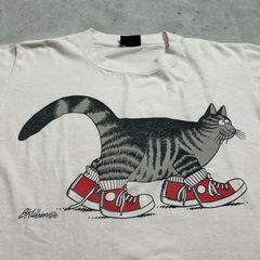 ~90s クリバンキャット キャラクターt イラストt ビンテージt 袖裾シングル Changes 古着