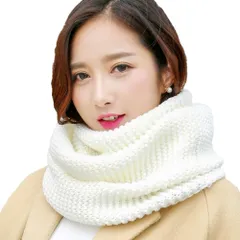 [FUPUTWO] スヌード レディース マフラー ネックウォーマー 厚手 無地 防寒 暖かい 冬 (ホワイト) [ホワイト]
