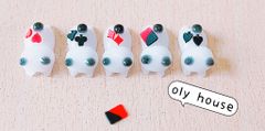 ぐで猫シリーズ　白黒猫トランプ　5匹セット　レジン　パーツ