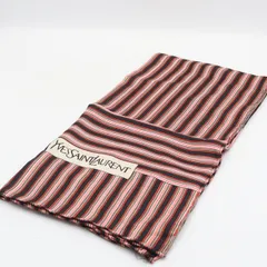 イヴサンローラン ブラック/レッド ストライプ/ボーダー 総柄 シルク100％ 大判スカーフ 2000000 NSK OMI