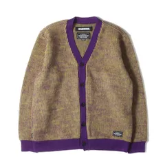 美品 NEIGHBORHOOD ネイバーフッド カーディガン サイズ:M ストライプ ウールニット カーディガン (STRIPE CUBE / W-CARDY. LS) イエロー パープル トップス セーター【メンズ】のサムネイル