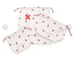 完売　希少【新品未開封】ジェラートピケ　いちご柄　巾着　お弁当袋　コップ袋　2点セット　入学準備　入園準備