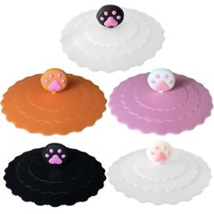 【特価セール】シリコン製 コップ コップ シリコン 蓋 肉球 マグカップ用蓋 アニマル 再利用可能 猫 防塵 かわいい 漏れ防止 5個セット
