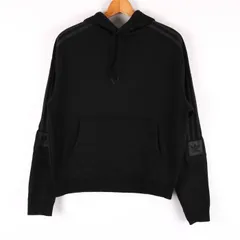 アディダス 長袖パーカー 無地 袖ライン 3ストライプス スポーツウェア トップス レディース Sサイズ ブラック adidas 【中古】