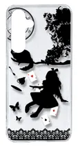 【新品未使用】 Galaxy S24 FE ギャラクシー クリア ハードケース (Alice in wonderland(ブラック)) アリス トランプ 