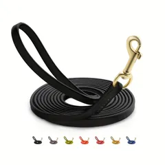 からまりにくい 自由調整 散歩 長い 大型犬 1cm厚手 小型犬 汚れに強い ハーネス トレーニング用 使いやすい 防水 アウトドア 海 PVC素材 川 リード キャンプ 犬 1.5m JoyFusion ブラック