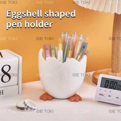 Kawaii eggal-シェル形状のペンホルダー,ペンホルダー,文房具収納コンテナ,デスクオーガナイザー,化粧品収納,化粧ブラシ,バケット