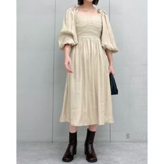 ボリュームスリーブバックリボンワンピース