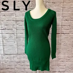 【SLY】スライ ニット ウール ワンピース 長袖 フリーサイズ グリーン C-11
