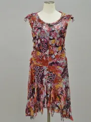 ダイアンフォンファステンバーグ DIANE von FURSTENBERG OZAI シルク 総柄 ワンピース 0サイズ マルチカラー レディース F-L3314