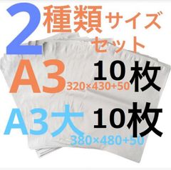LDPE宅配袋 宅配ビニール袋 A3/A3大　各10枚　テープ付き 透けない 梱包 資材 ２種類セット
