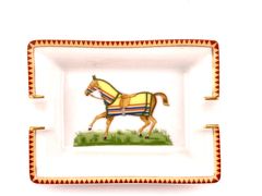 美品 HERMES エルメス ミニ アッシュトレイ 灰皿 馬柄 黄色 陶磁器 馬柄 小皿 豆皿 マメ皿 箸置き ミニトレー ジュエリートレー メンズ レディース