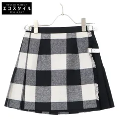 O’Neil of Dublin オニール オブ ダブリン 12738W ブラック ウール ブロックチェック 切り替えベルトミニスカート 36