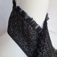 No.151　着物 おしゃれ着こなし　伊達襟　伊達衿　重ね衿　4WAY　成人式　前撮り　卒業式　袴　黒・黒ゴールド・黒　フリル