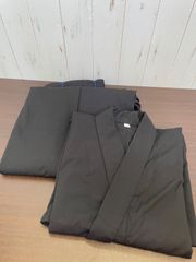 a599☆居合道衣4号+テトロン袴24号☆黒☆上下セット☆中古品