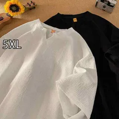 [5XL]春 コーデ メンズ 用 服 シンプル ファッション オシャレ 大人 かっこいい 紳士服 ゆったり 半袖 Vネック シャツ 夏  カジュアル 通勤スタイル 重ね着コーデ ゆったりシルエット さらっと着 普段使い
