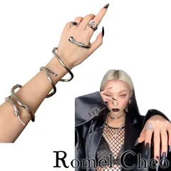 RomelCheo 3way スネーク アーム バングル ブレスレット 蛇 ヘビ 腕輪 レディース 自由な形 ネックレス ベルト 個性的 ゴシック パンク ロック 病みかわ クール 暗黒系 ダーク モード系 カジュアル アクセサリー ファッション ロメルチェオ