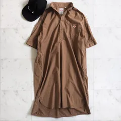 週末限定！1500円割引きクーポン発行中♪【DANTONダントン】半袖プルオーバー シャツワンピース 36 ブラウン コットン