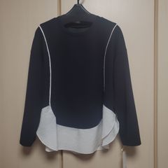 ETERNO BELLEZZA /ROBE　レイヤードデザイン 長袖トップス　★日本製　★定価15180円　フリーサイズ ブラック/ホワイト