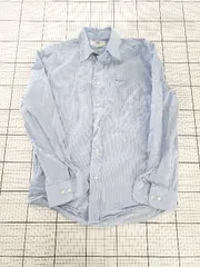 ◇ Θ ZARA ザラ ストライプ柄 長袖 ボタンダウン シャツ サイズM ブルー系 メンズ E  【1509100082774】