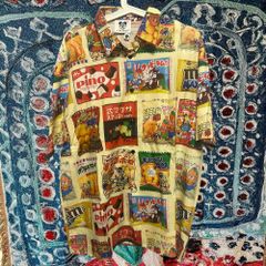 キッズドラッグ 柄シャツ 個性的 派手 お洒落 メンズ 新品 L XL 可愛い 駄菓子屋 前衛的 Tシャツ 半袖シャツ 速乾 派手 お洒落 可愛い 夏 レトロ 個性的 奇抜  攻め 前衛的 ビンテージリプリント vintage riprint 古着