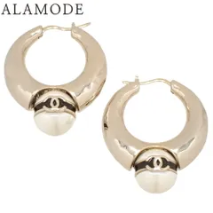 CHANEL(シャネル) ココマーク パール フープピアス メタル(ＧＰ) フェイクパール ピアス アクセサリー ジュエリー シャンパンゴールド 金 ホワイト白 ブラック黒 レディース 40802124415【中古】【アラモード】