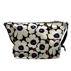 marimekko(マリメッコ) ショルダーバッグ - ダークネイビー×アイボリー×マルチ 花柄 レザー