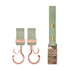 e.x.p.japon 2点バギーフック&シューズクリップ PKG-Kusumiグリーン 360度回転式 ベビーカーフック マルチクリップ ひざ掛けクリップ b-bhsc21