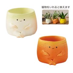 【大根＆人参】リトルレジンポット　5152S　1号鉢　2個セット　多肉植物　野菜　だいこん　にんじん　ポリレジン　ミニプランター　小物入れ　可愛い★まとめ買い値下げ交渉可★