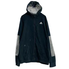 adidas ロゴスウェット パーカー L ブラック アディダス スポーツ ジップアップ 裏起毛 古着卸 アメリカ仕入 a701-6897