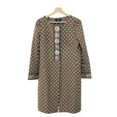 TOCCA トッカ  ノーカラーコート サイズ:4  ブラック   ビジュー使い ドット 水玉 ロングコート　240001104328