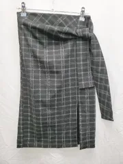 ◇ ROYAL PARTY ロイヤルパーティー チェック スリット 膝下丈 タイト スカート サイズS ブラック グレー レディース P  【1407260017417】のサムネイル