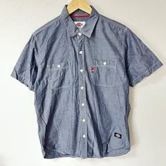 (^w^)b Dickies ディッキーズ 半袖シャツ コットン 綿100% トップス 羽織り シンプル ワーク アメカジ 古着MIX デイリー タウンユース アウトドア ネイビー 紺系 メンズ サイズL