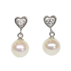 K10WG　10金ホワイトゴールド　淡水パール/ＣＺ　ピアス