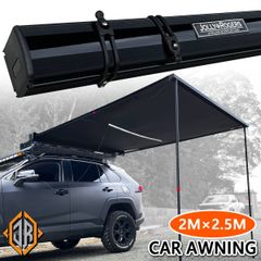 サイドオーニング 「2M×2.5M」 アルミハードケース仕様 ブラック サイドタープ RAV4 プラド ハイラックス ランクル ランドクルーザー FJ