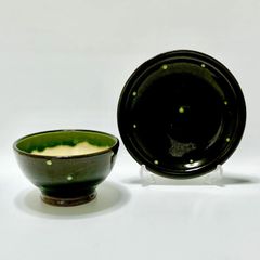 新品・未使用】やちむん ゴーヤ柄 7寸・6寸皿セット 山城窯 山城